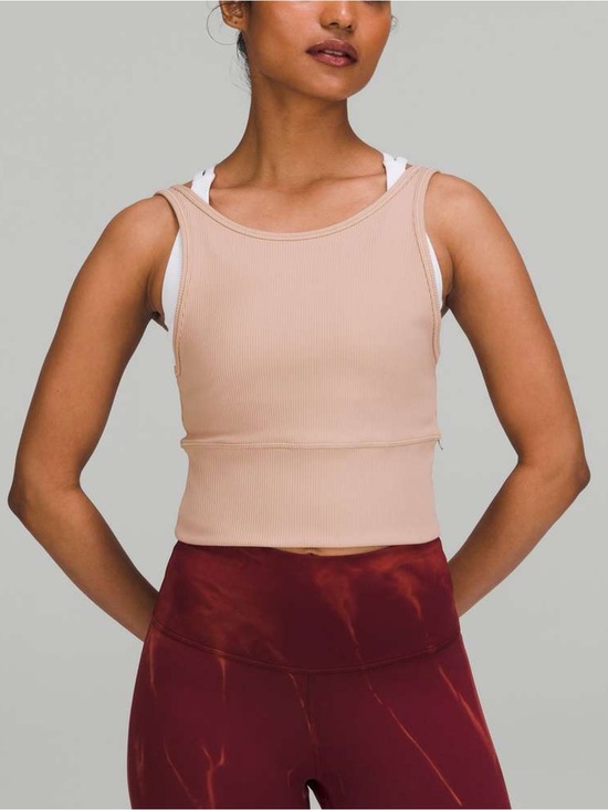 lululemon athletica Tops - Lululemon Power Pivot Ribbed Tank Top Sz 10 In 
Pink Clay
